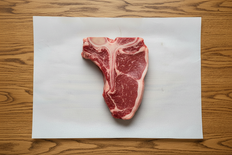 Avienos T-bone ant balto popieriaus