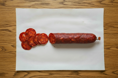 Iberico chorizo ant balto popieriaus