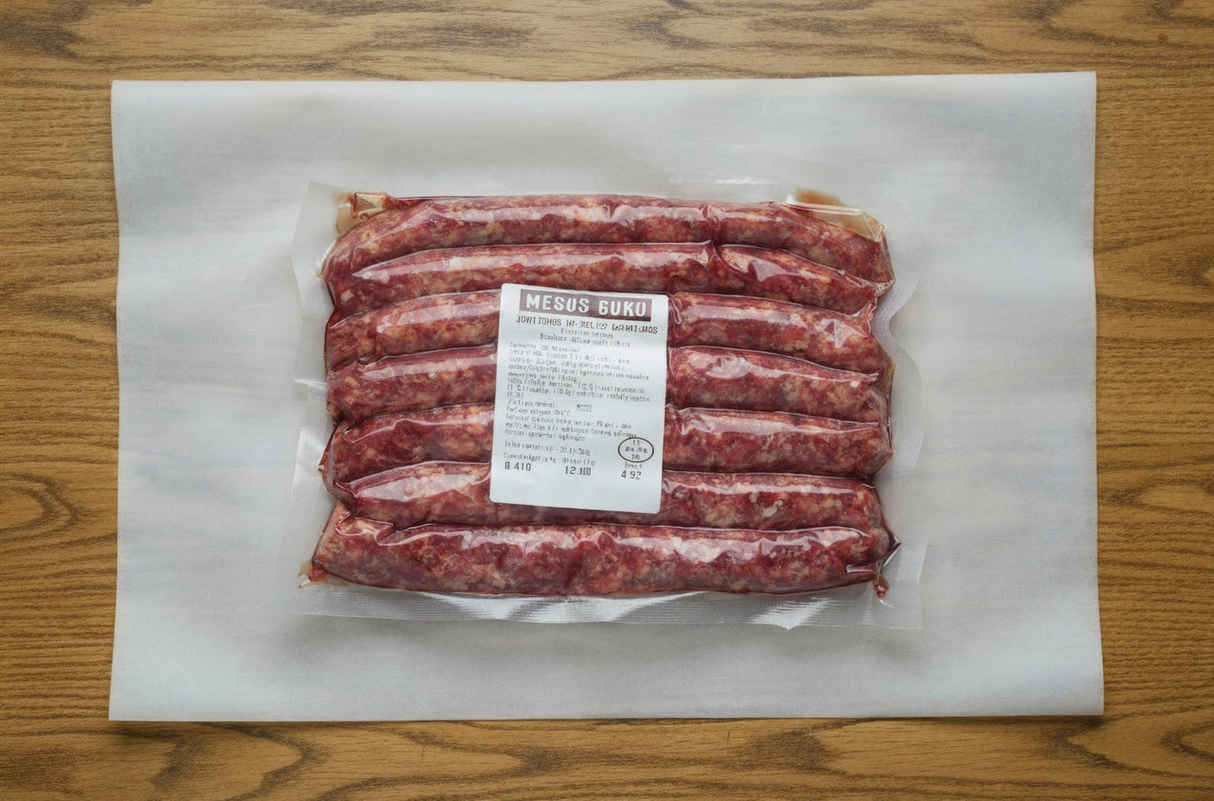 Jautienos plonos dešrelės „Guru“, ~450 g.